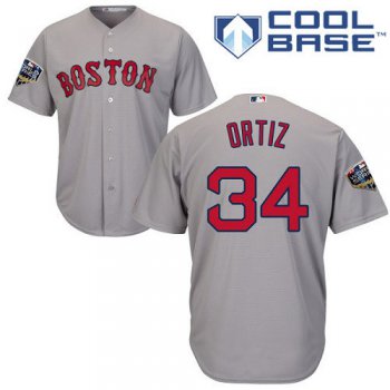 Red Sox #34 David Ortiz Grey New Cool Base 2018 World Series Stitched MLB Jersey