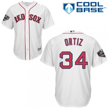 Red sox #34 David Ortiz White New Cool Base 2018 World Series Stitched MLB Jersey
