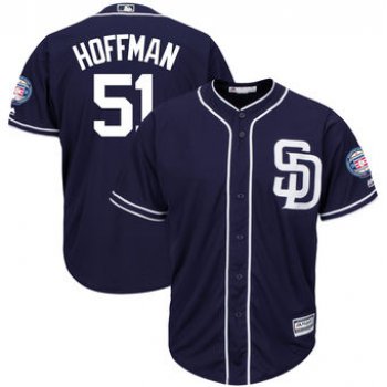 San Diego Padres 51 Trevor Hoffman Majestic Navy Hall of Fame Induction Patch Cool Base Jersey
