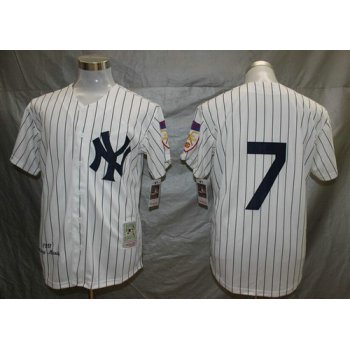 Yankees 7 Mickey Mantle White Mitchell And Ness 1951 Throwback Stitched MLB Jersey