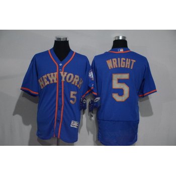 Men's New York Mets #5 David Wright Blue With Gray 2016 Flexbase Majestic Baseball Jersey