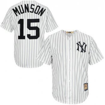 Men's New York Yankees 15 Thurman Munson Majestic White Home Cool Base Cooperstown Collection Player Jersey