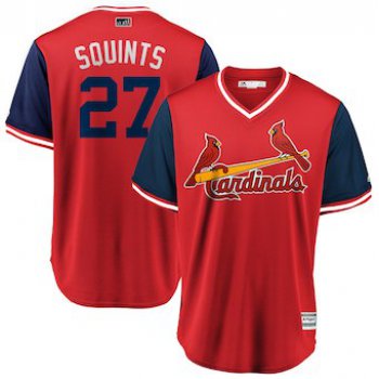 Men's St. Louis Cardinals 27 Brett Cecil Squints Majestic Red 2018 Players' Weekend Cool Base Jersey
