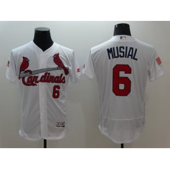 Men's St. Louis Cardinals #6 Stan Musial Retired White Fashion Stars & Stripes 2016 Flexbase MLB Independence Day Jersey