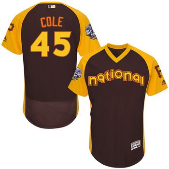 Gerrit Cole Brown 2016 All-Star Jersey - Men's National League Pittsburgh Pirates #45 Flex Base Majestic MLB Collection Jersey