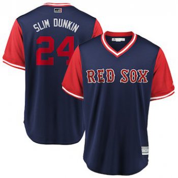 Men's Boston Red Sox 24 David Price Slim Dunkin Navy 2018 Players' Weekend Cool Base Jersey