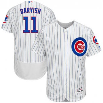 Men's Chicago Cubs 11 Yu Darvish Majestic White Authentic Collection Flex Base Player Jersey