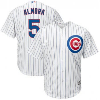 Men's Chicago Cubs 5 Albert Almora Majestic Home White Cool Base Replica Player Jersey