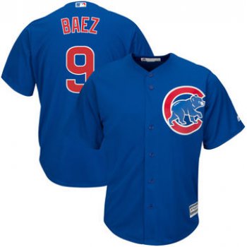 Men's Chicago Cubs 9 Javier Baez Majestic Alternate Royal Official Cool Base Player Jersey
