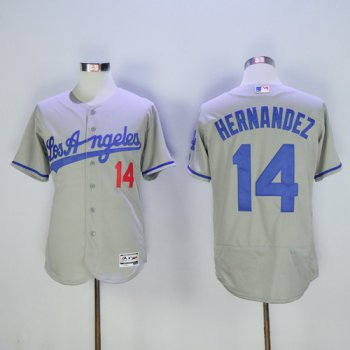 Men's Los Angeles Dodgers #14 Enrique Hernandez Gray Road 2016 Flexbase Majestic Baseball Jersey