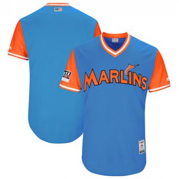 Men's Miami Marlins Blank Majestic Light Blue 2018 Players' Weekend Authentic Team Jersey