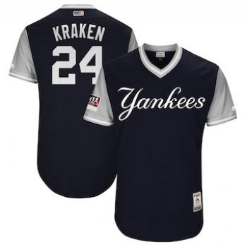 Men's New York Yankees 24 Gary Sanchez Kraken Majestic Navy 2018 Players' Weekend Authentic Jersey