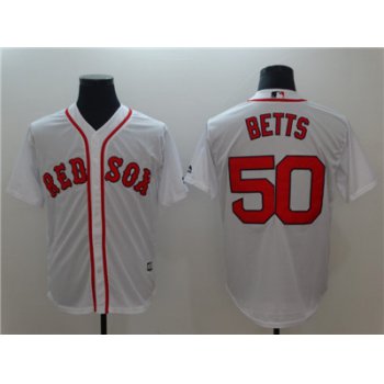 Red Sox #50 Mookie Betts White Cool Base Jersey
