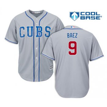 Men's Chicago Cubs #9 Javier Baez Gray Alternate Cool Base Jersey By Majestic