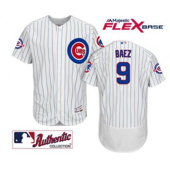 Men's Chicago Cubs#9 Javier Baez White Home 2016 Flexbase Majestic Baseball Jersey