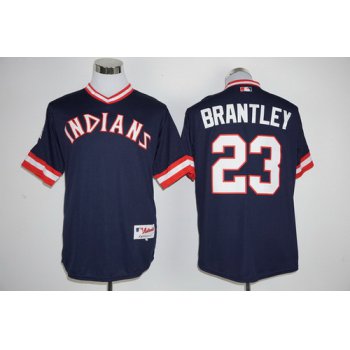 Men's Cleveland Indians #23 Michael Brantley Navy Blue Pullover Majestic 1976 Turn Back the Clock Jersey