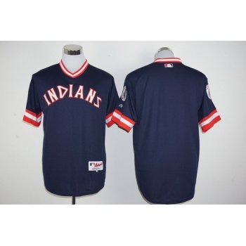 Men's Cleveland Indians Blank Navy Blue Pullover Majestic 1976 Turn Back the Clock Jersey