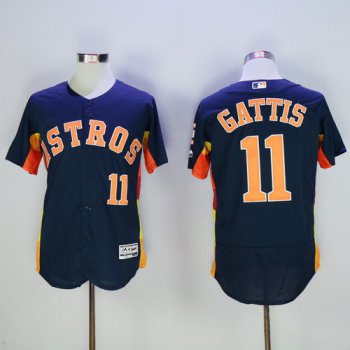 Men's Houston Astros #11 Evan Gattis Navy Blue 2016 Flexbase Majestic Baseball Jersey