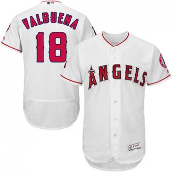 LA Angels of Anaheim #18 Luis Valbuena White Flexbase Authentic Collection Stitched Baseball Jersey