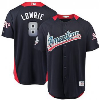 Men's American League #8 Jed Lowrie Majestic Navy 2018 MLB All-Star Game Home Run Derby Player Jersey