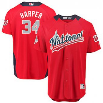 Men's National League #34 Bryce Harper Majestic Red 2018 MLB All-Star Game Home Run Derby Player Jersey