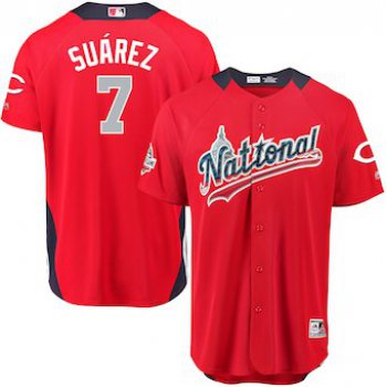 Men's National League #7 Eugenio Suarez Majestic Red 2018 MLB All-Star Game Home Run Derby Player Jersey
