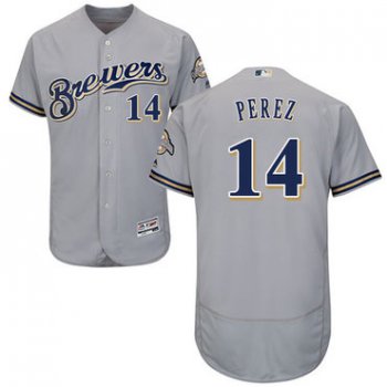 Milwaukee Brewers #14 Hernan Perez Grey Flexbase Authentic Collection Stitched Baseball Jersey