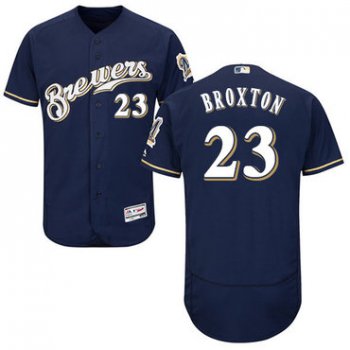 Milwaukee Brewers #23 Keon Broxton Navy Blue Flexbase Authentic Collection Stitched Baseball Jersey