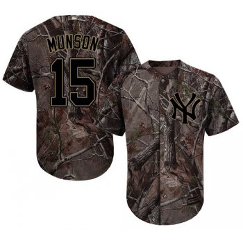New York Yankees #15 Thurman Munson Camo Realtree Collection Cool Base Stitched MLB Jersey