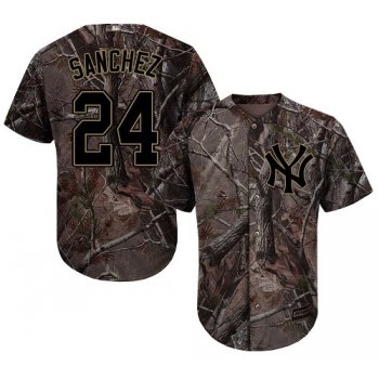 New York Yankees #24 Gary Sanchez Camo Realtree Collection Cool Base Stitched MLB Jersey