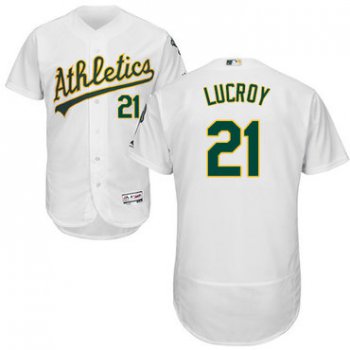 Oakland Athletics #21 Jonathan Lucroy White Flexbase Authentic Collection Stitched Baseball Jersey