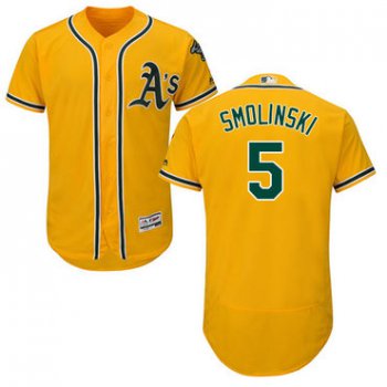 Oakland Athletics #5 Jake Smolinski Gold Flexbase Authentic Collection Stitched Baseball Jersey