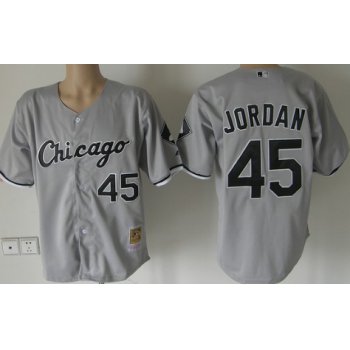 Size 5 XL Chicago White Sox #45 Michael Jordan Gray Throwback Jersey