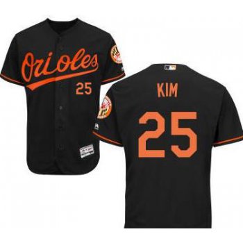 Men's Baltimore Orioles #25 Hyun-soo Kim Black Cool Base Majestic Baseball Jersey