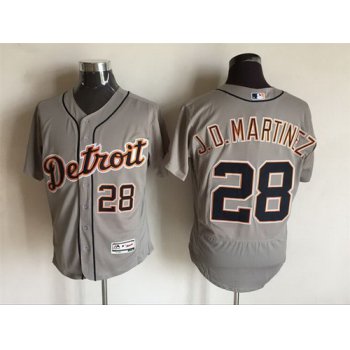 Men's Detroit Tigers #28 J. D. Martinez Gray Road 2016 Flexbase Majestic Baseball Jersey