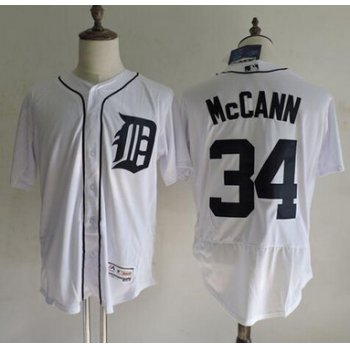 Men's Detroit Tigers #34 James McCann White Home 2016 Flexbase Majestic Baseball Jersey