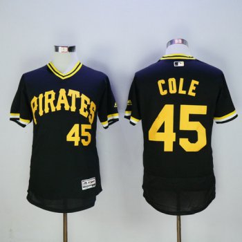 Men's Pittsburgh Pirates #45 Gerrit Cole Black 2016 Flexbase Majestic Baseball Jersey