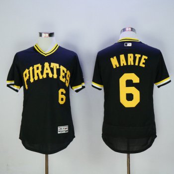 Men's Pittsburgh Pirates #6 Starling Marte Black Pullover 2016 Flexbase Majestic Baseball Jersey