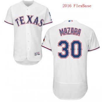 Men's Texas Rangers #30 Nomar Mazara White Home 2016 Flexbase Majestic Baseball Jersey