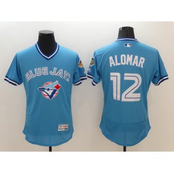 Men's Toronto Blue Jays #12 Roberto Alomar Retired Light Blue 2016 Flexbase Majestic Baseball Jersey