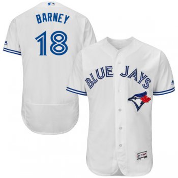 Men's Toronto Blue Jays #18 Darwin Barney White Home 2016 Flexbase Majestic Baseball Jersey
