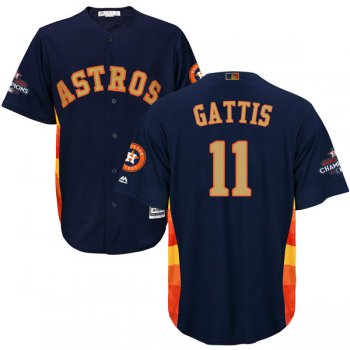 Men's Houston Astros #11 Evan Gattis Navy Blue 2018 Gold Program Cool Base Stitched MLB Jersey