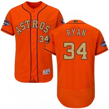 Men's Houston Astros #34 Nolan Ryan Gonzalez Orange 2018 Gold Program Flexbase Stitched MLB Jersey