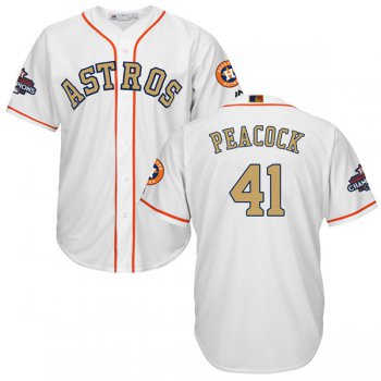 Men's Houston Astros #41 Brad Peacock White 2018 Gold Program Cool Base Stitched MLB Jersey
