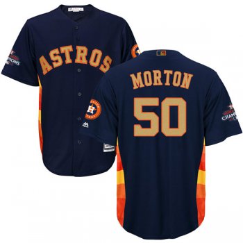Men's Houston Astros #50 Charlie Morton Navy Blue 2018 Gold Program Cool Base Stitched MLB Jersey