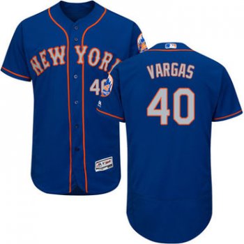 New York Mets #40 Jason Vargas Blue(Grey NO.) Flexbase Authentic Collection Stitched Baseball Jersey