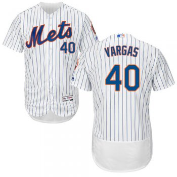 New York Mets #40 Jason Vargas White(Blue Strip) Flexbase Authentic Collection Stitched Baseball Jersey