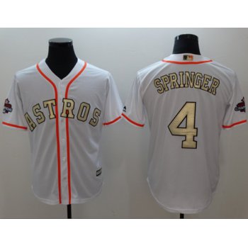 Houston Astros #4 George Springer White 2017 World Series Champions Gold Program Cool Base Stitched Baseball Jersey
