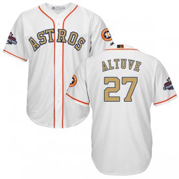 Men's Houston Astros #27 Jose Altuve White 2018 Gold Program Cool Base Stitched MLB Jersey