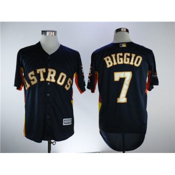 Men's Houston Astros #7 Craig Biggio Navy Blue New Gold Program Flexbase Stitched MLB Jersey